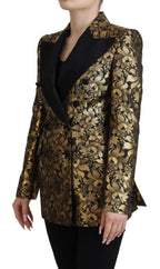 Dolce & Gabbana Elegant Black and Gold Floral Jacket - ACCEXO