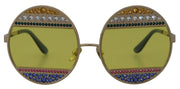 Dolce & Gabbana Crystal Embellished Gold Oval Sunglasses - ACCEXO