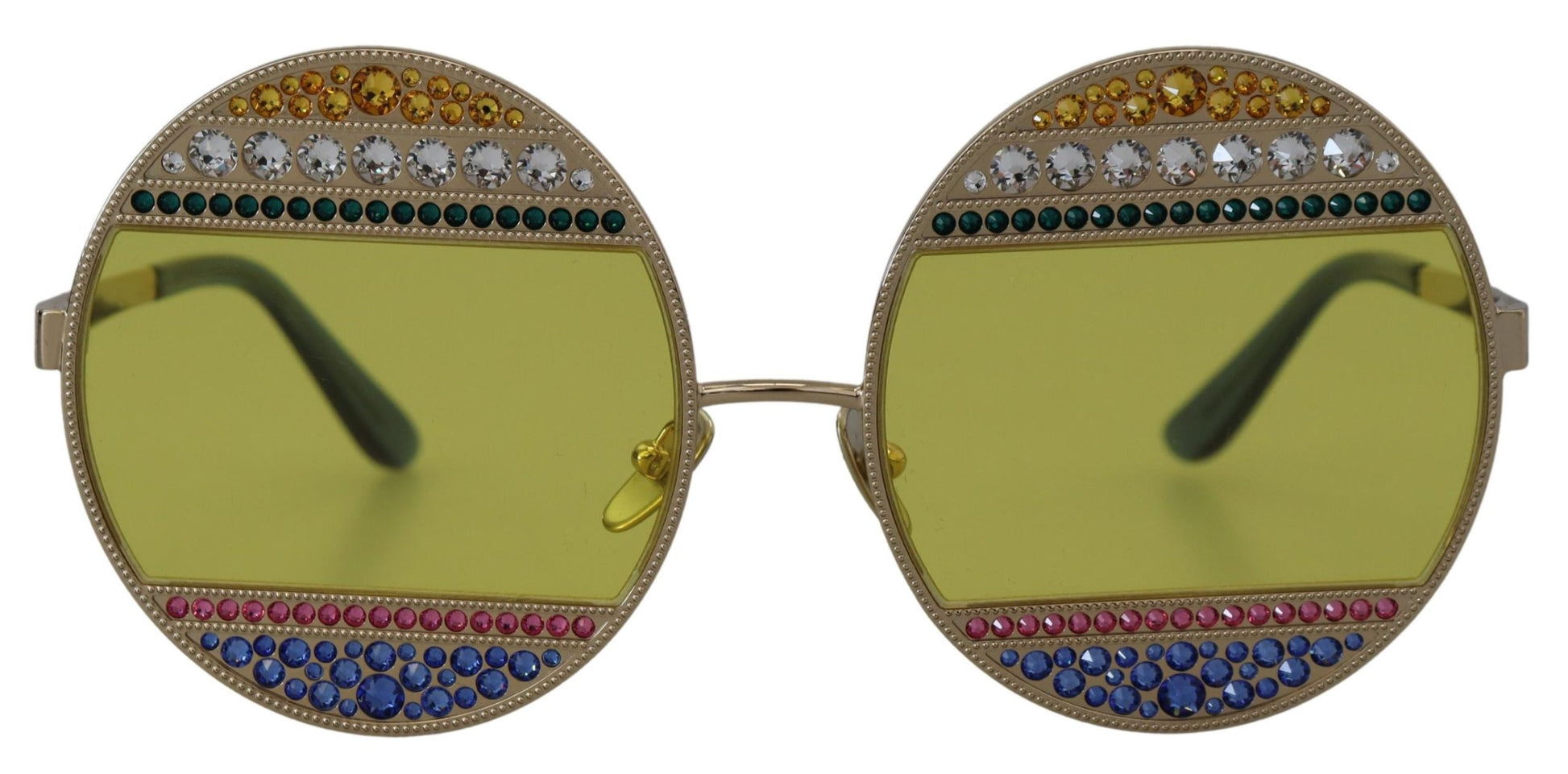 Dolce & Gabbana Crystal Embellished Gold Oval Sunglasses - ACCEXO