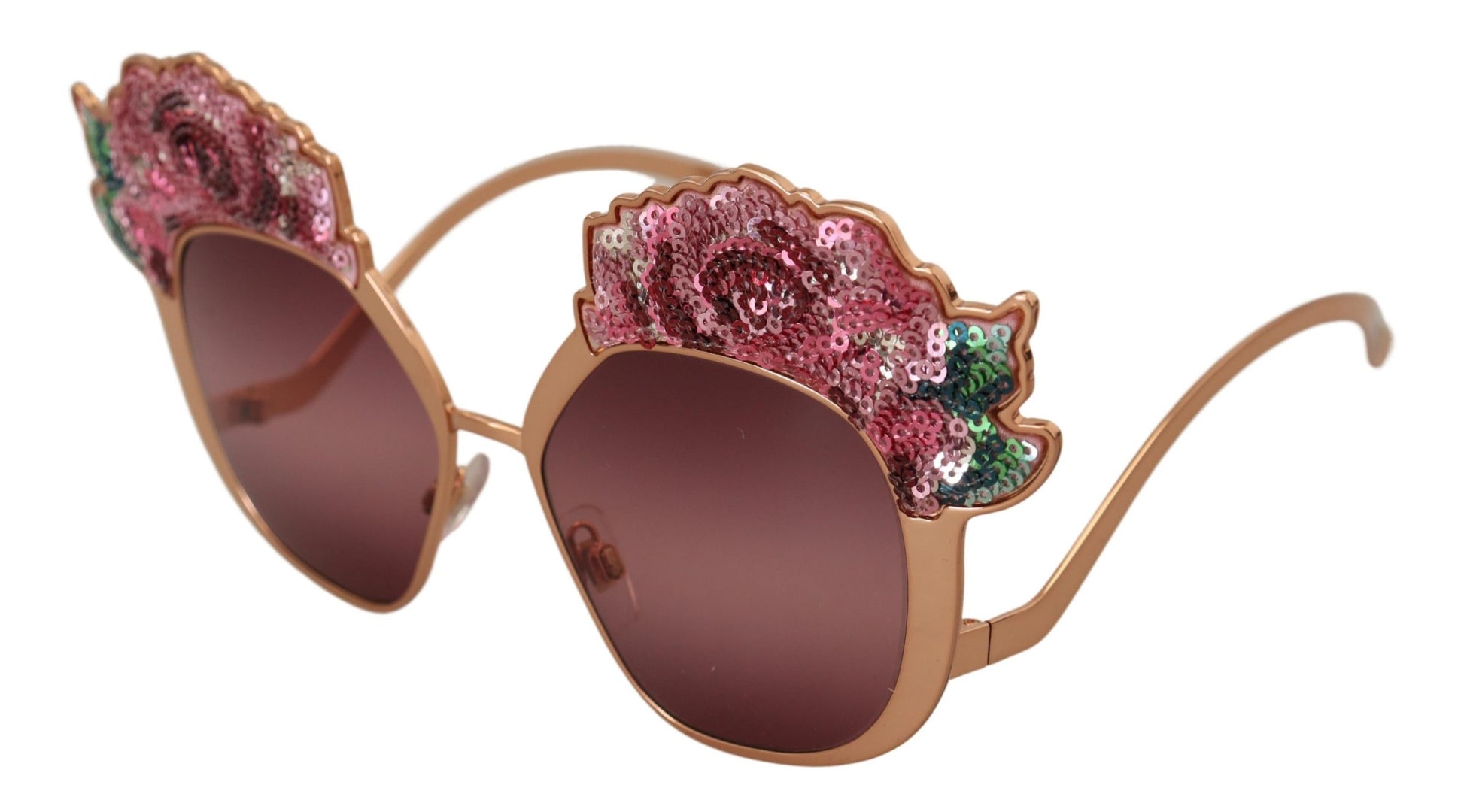 Dolce & Gabbana Chic Rose Sequin Embroidered Sunglasses - ACCEXO