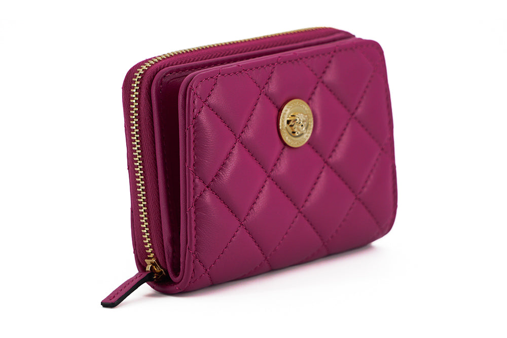 Versace Elegant Purple Quilted Leather Wallet - ACCEXO