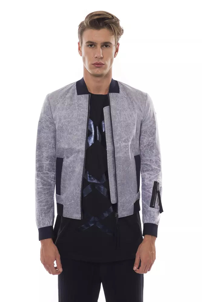 Nicolo Tonetto Gray Polyester Men's Bomber Jacket - ACCEXO
