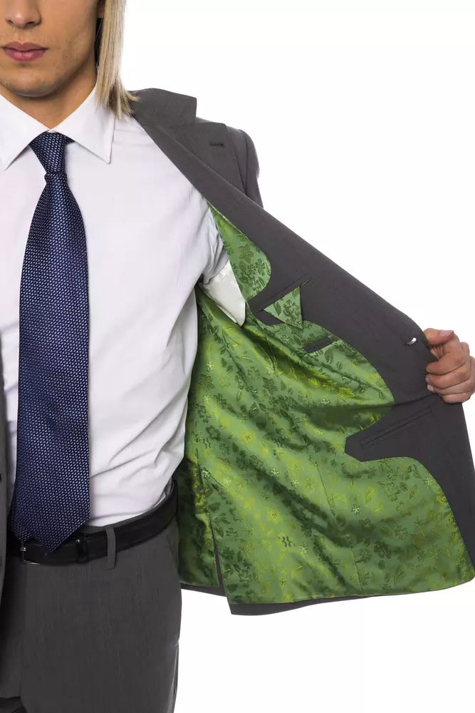 Billionaire Italian Couture Gray Wool Men Suit - ACCEXO