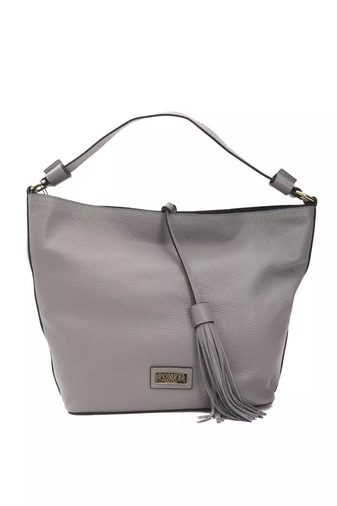 Pompei Donatella Gray Leather Women Shoulder Bag - ACCEXO