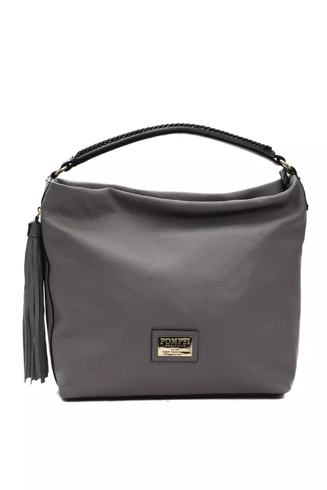 Pompei Donatella Gray Leather Women Shoulder Bag - ACCEXO