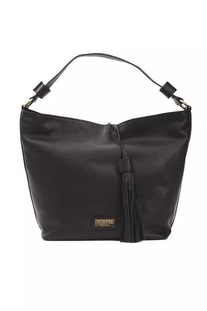 Pompei Donatella Black Leather Women Shoulder Bag - ACCEXO