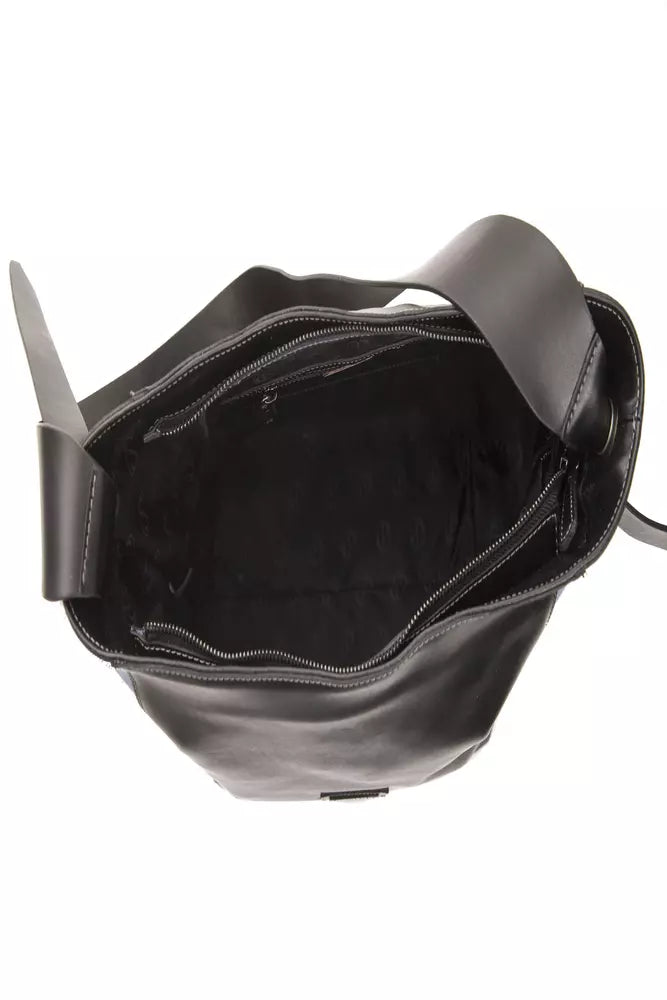 Pompei Donatella Black Leather Women Shoulder Bag - ACCEXO