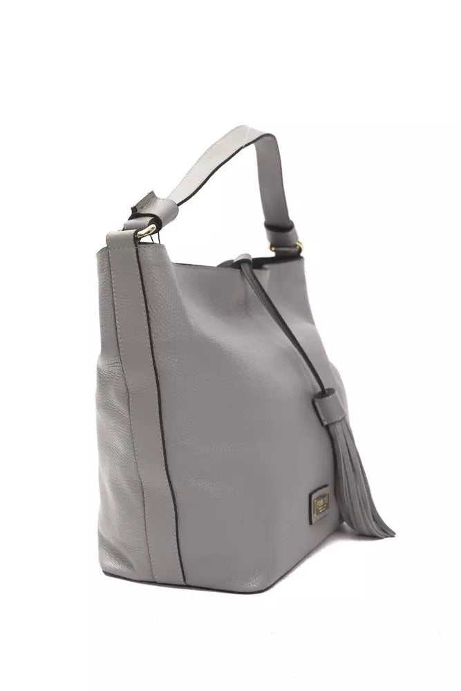 Pompei Donatella Gray Leather Women Shoulder Bag - ACCEXO