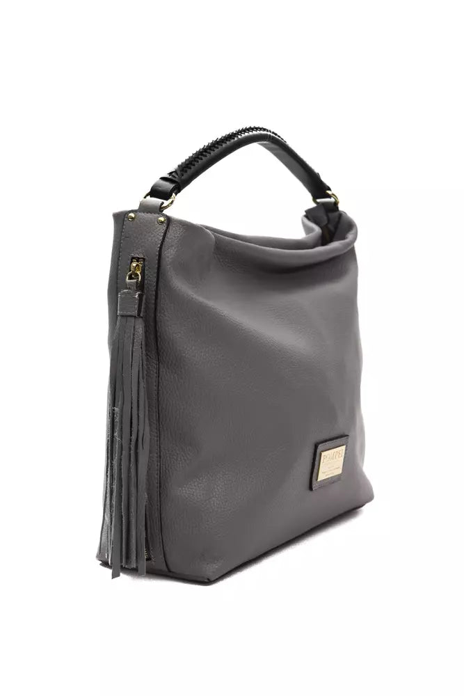 Pompei Donatella Gray Leather Women Shoulder Bag - ACCEXO