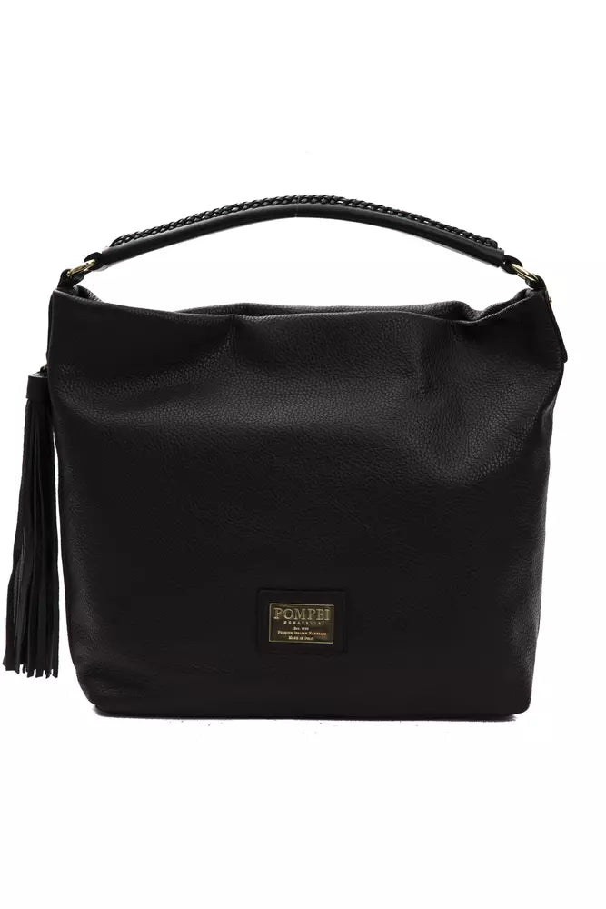 Pompei Donatella Black Leather Women Shoulder Bag - ACCEXO