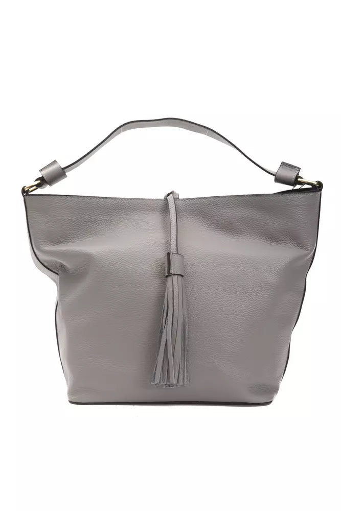 Pompei Donatella Gray Leather Women Shoulder Bag - ACCEXO