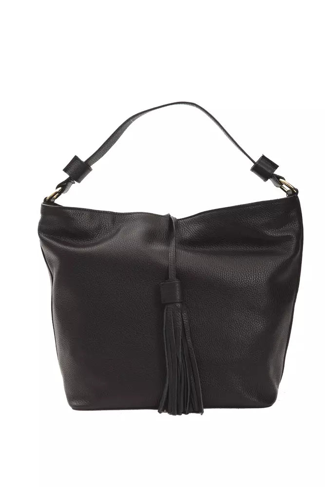 Pompei Donatella Black Leather Women Shoulder Bag - ACCEXO