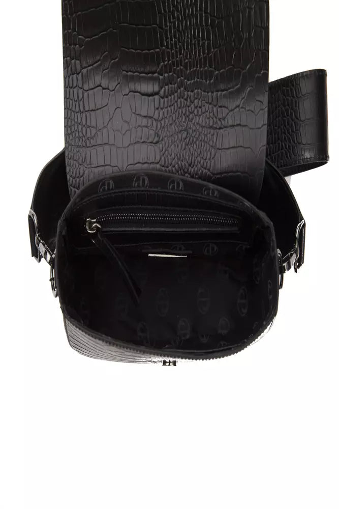 Pompei Donatella Black Leather Women Crossbody Bag - ACCEXO