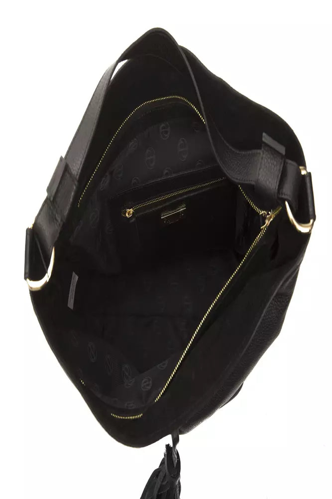 Pompei Donatella Black Leather Women Shoulder Bag - ACCEXO