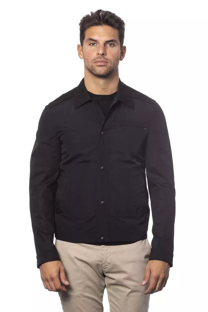 Verri Black Cotton Men's Bomber Jacket - ACCEXO
