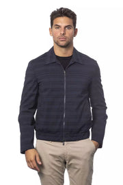 Verri Blue Wool Men Bomber Jacket - ACCEXO