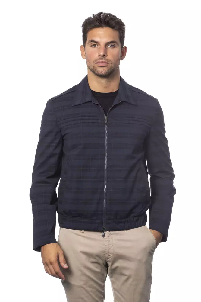 Verri Blue Wool Men Bomber Jacket - ACCEXO