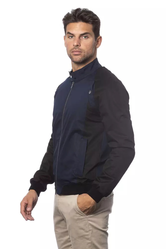 Verri Blue Cotton Men Bomber Jacket - ACCEXO