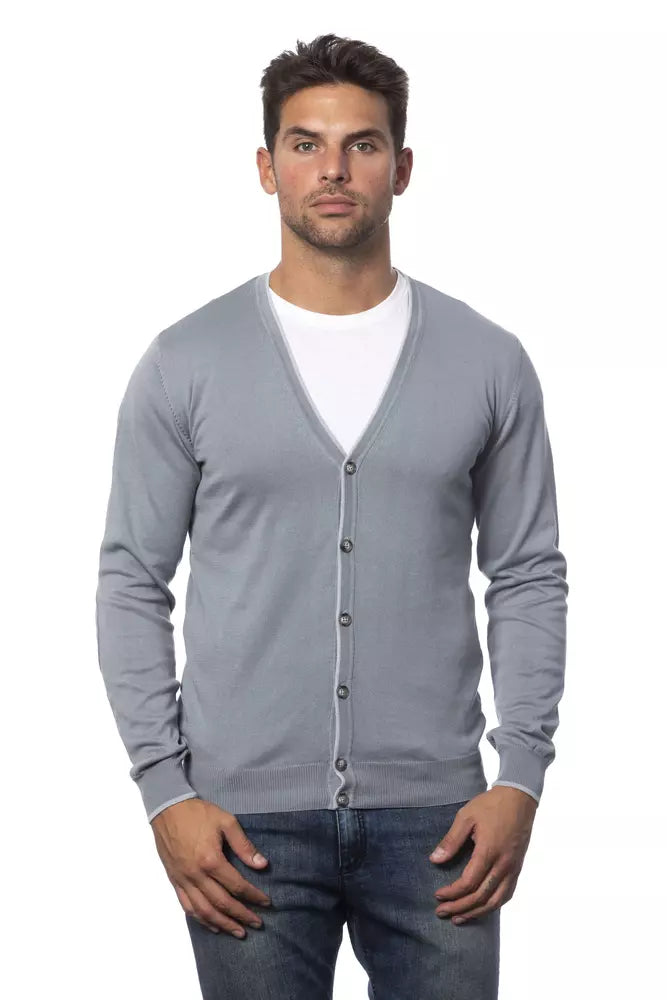 Verri Gray Cotton Men Cardigan - ACCEXO
