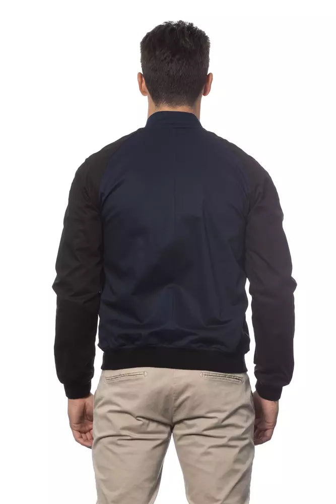 Verri Blue Cotton Men Bomber Jacket - ACCEXO
