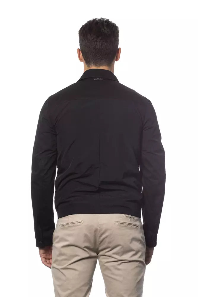 Verri Black Cotton Men's Bomber Jacket - ACCEXO