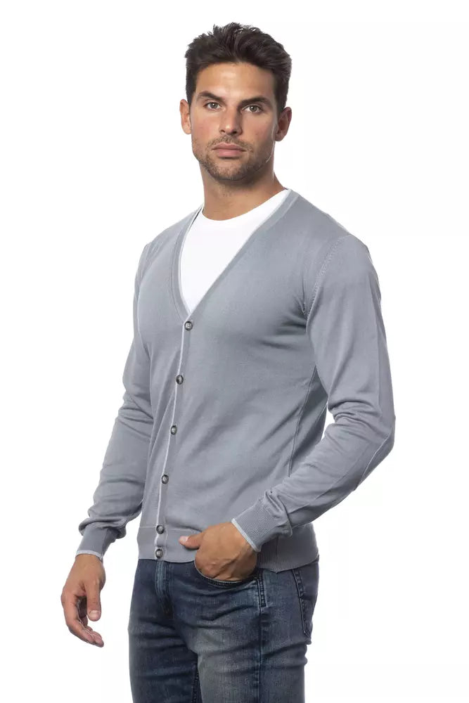 Verri Gray Cotton Men Cardigan - ACCEXO