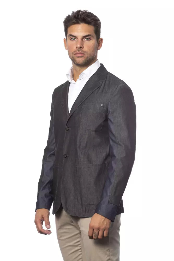 Verri Gray Cotton Men Blazer - ACCEXO