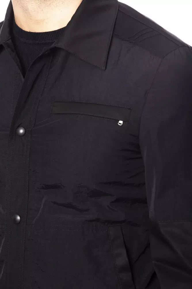 Verri Black Cotton Men's Bomber Jacket - ACCEXO