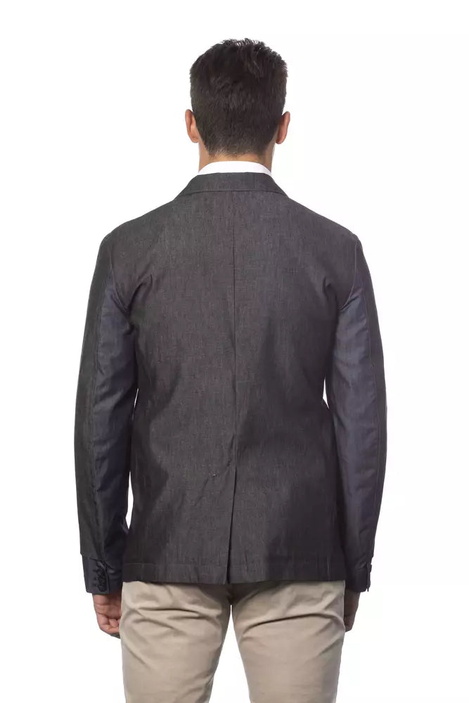 Verri Gray Cotton Men Blazer - ACCEXO