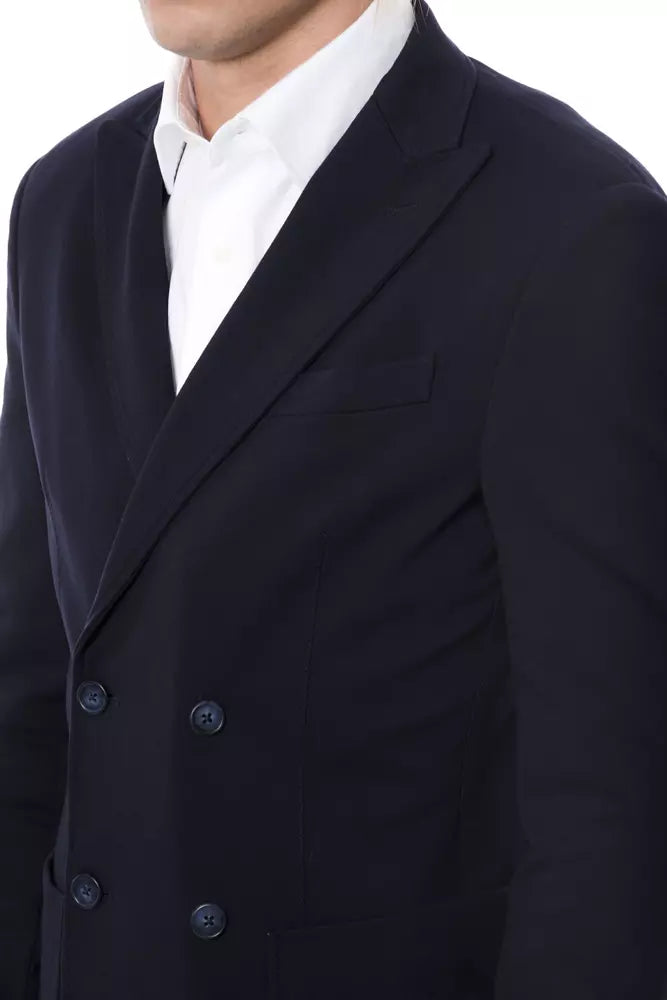 Verri Blue Viscose Men Blazer - ACCEXO