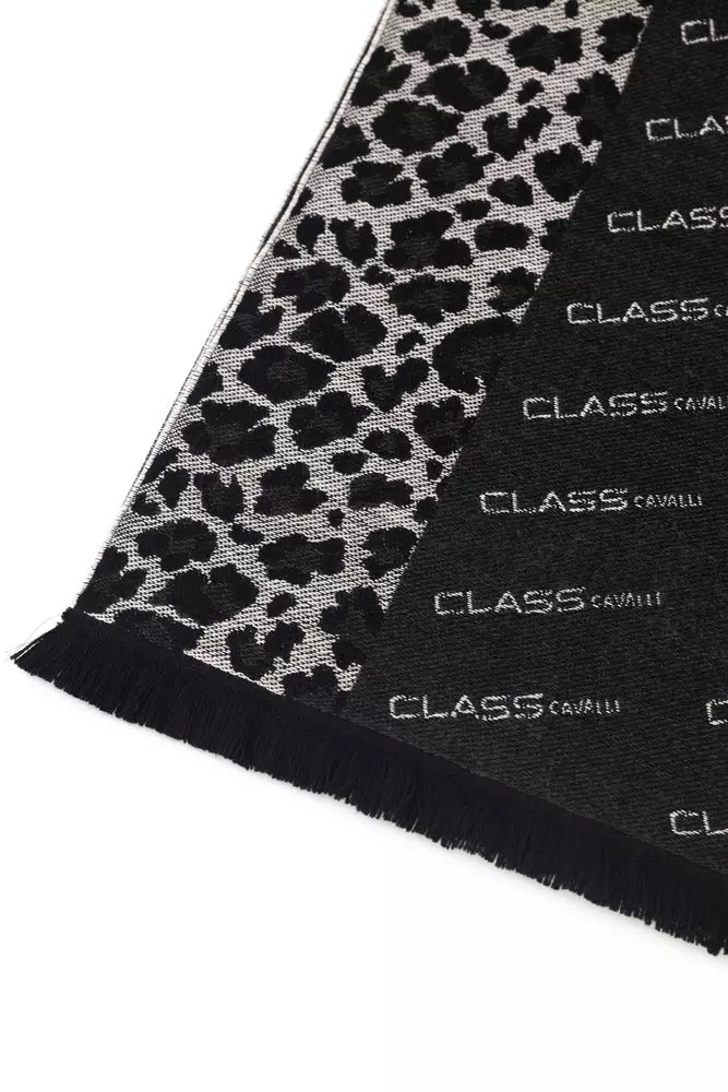 Cavalli Class Black Wool Men Scarf - ACCEXO