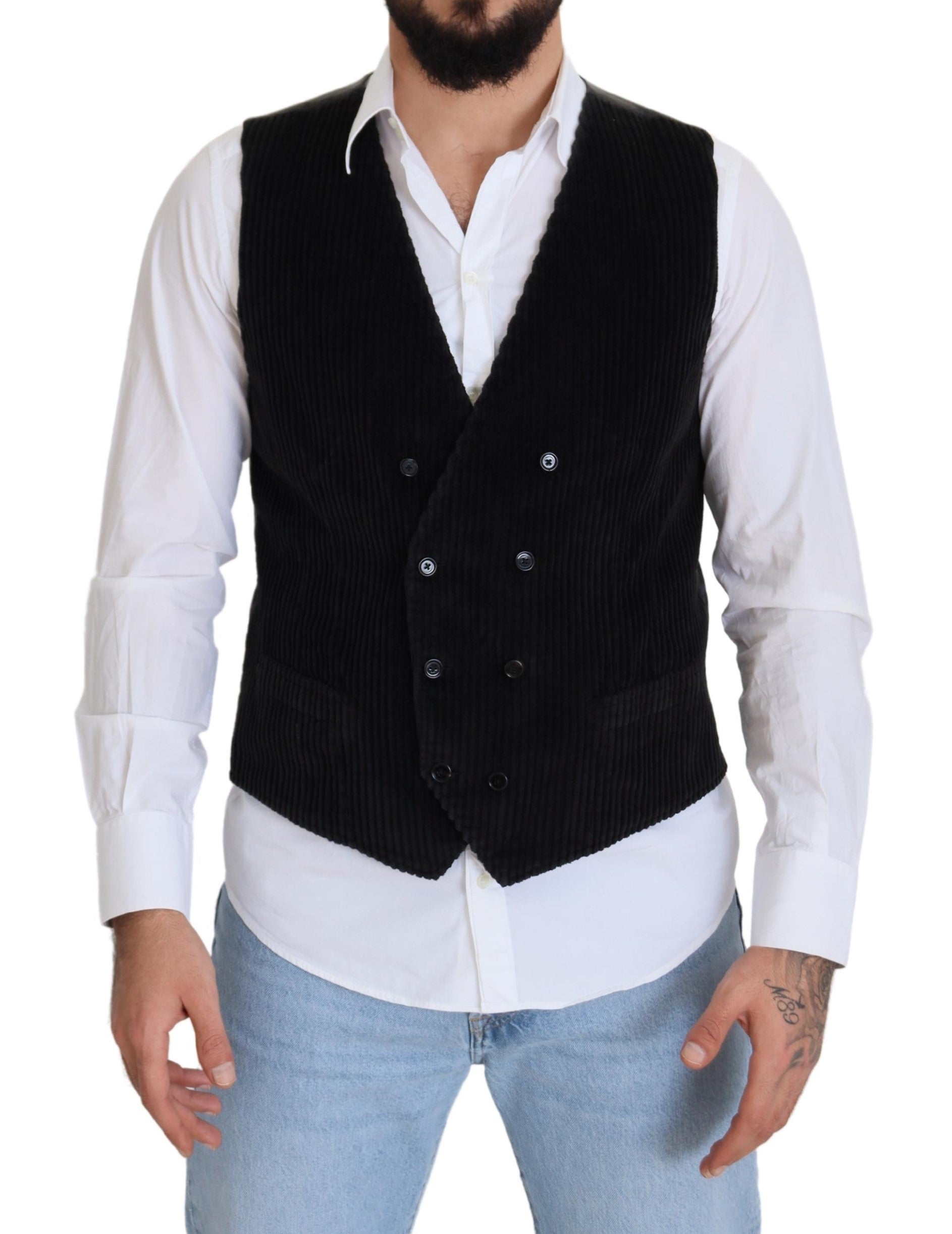 Dolce & Gabbana Elegant Black Double Breasted Dress Vest - ACCEXO Main image