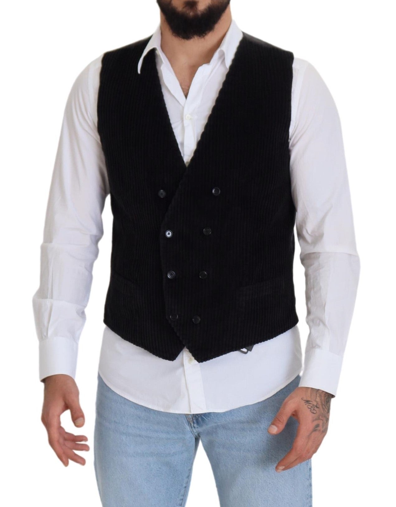 Dolce & Gabbana Elegant Black Double Breasted Dress Vest - ACCEXO