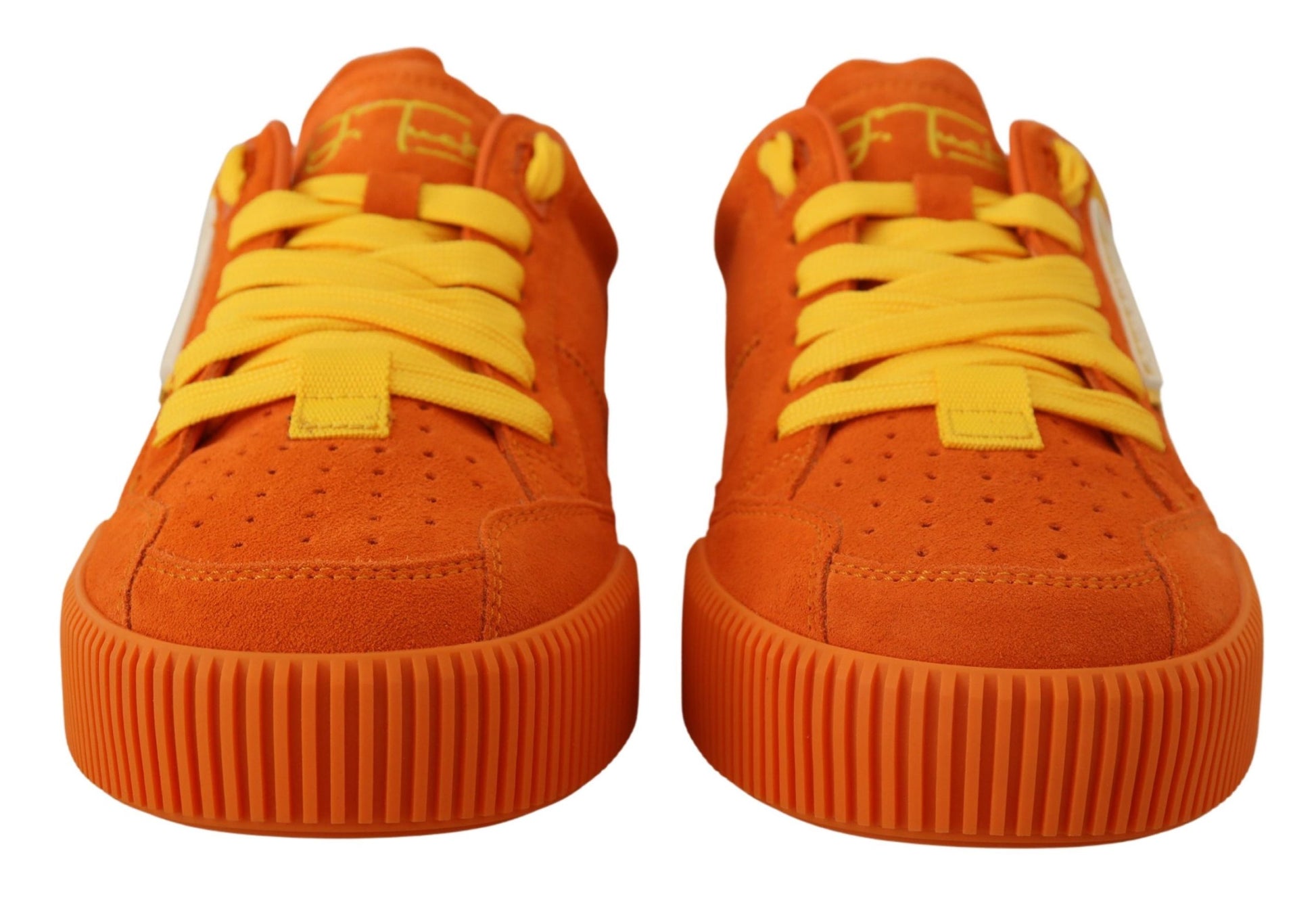 Dolce & Gabbana Chic Orange Suede Lace-Up Sneakers - ACCEXO