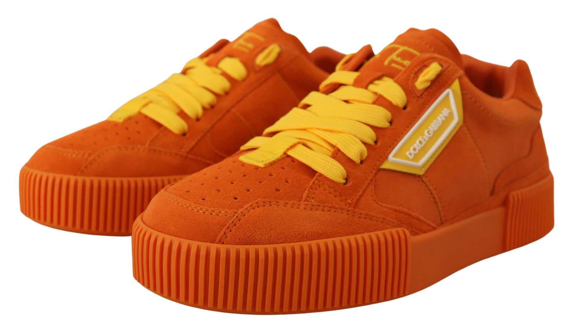Dolce & Gabbana Chic Orange Suede Lace-Up Sneakers - ACCEXO