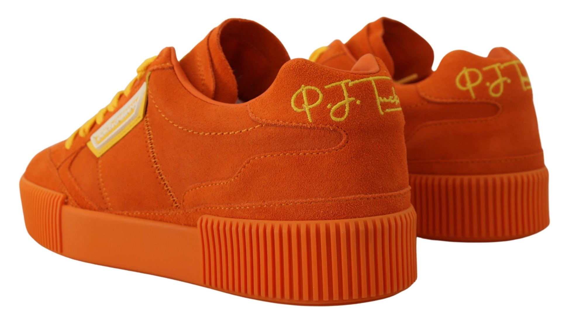 Dolce & Gabbana Chic Orange Suede Lace-Up Sneakers - ACCEXO
