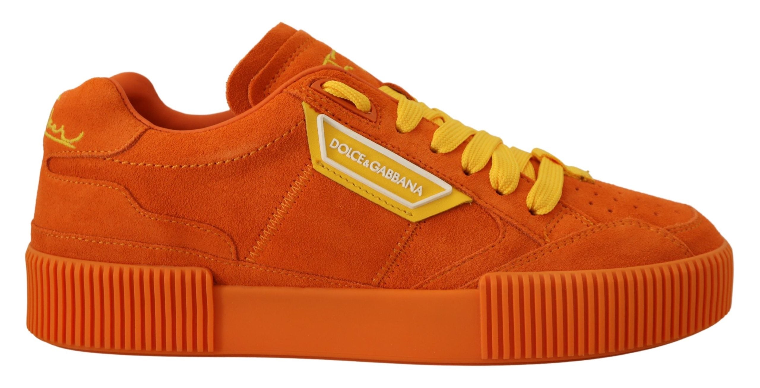 Dolce & Gabbana Chic Orange Suede Lace-Up Sneakers - ACCEXO