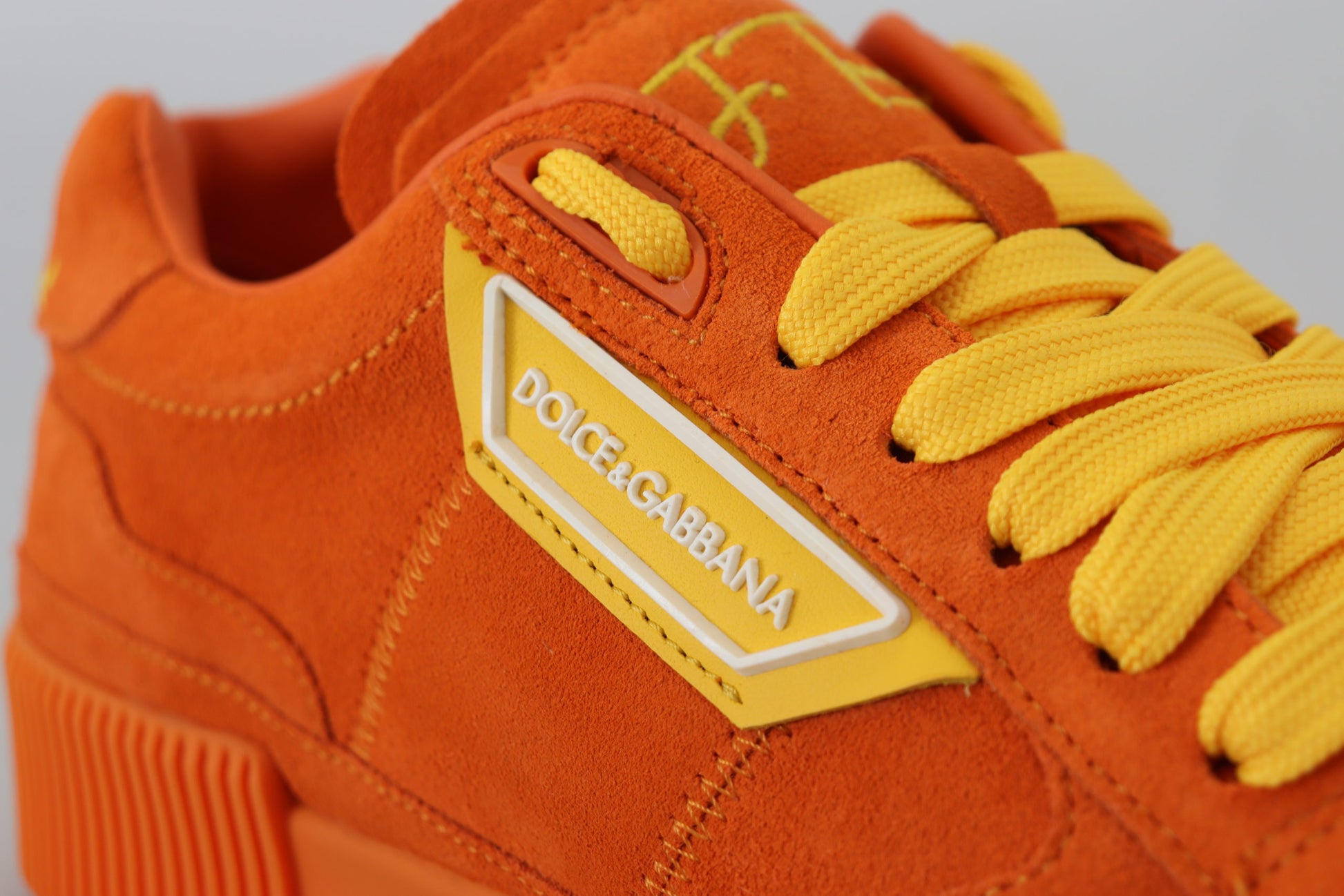 Dolce & Gabbana Chic Orange Suede Lace-Up Sneakers - ACCEXO