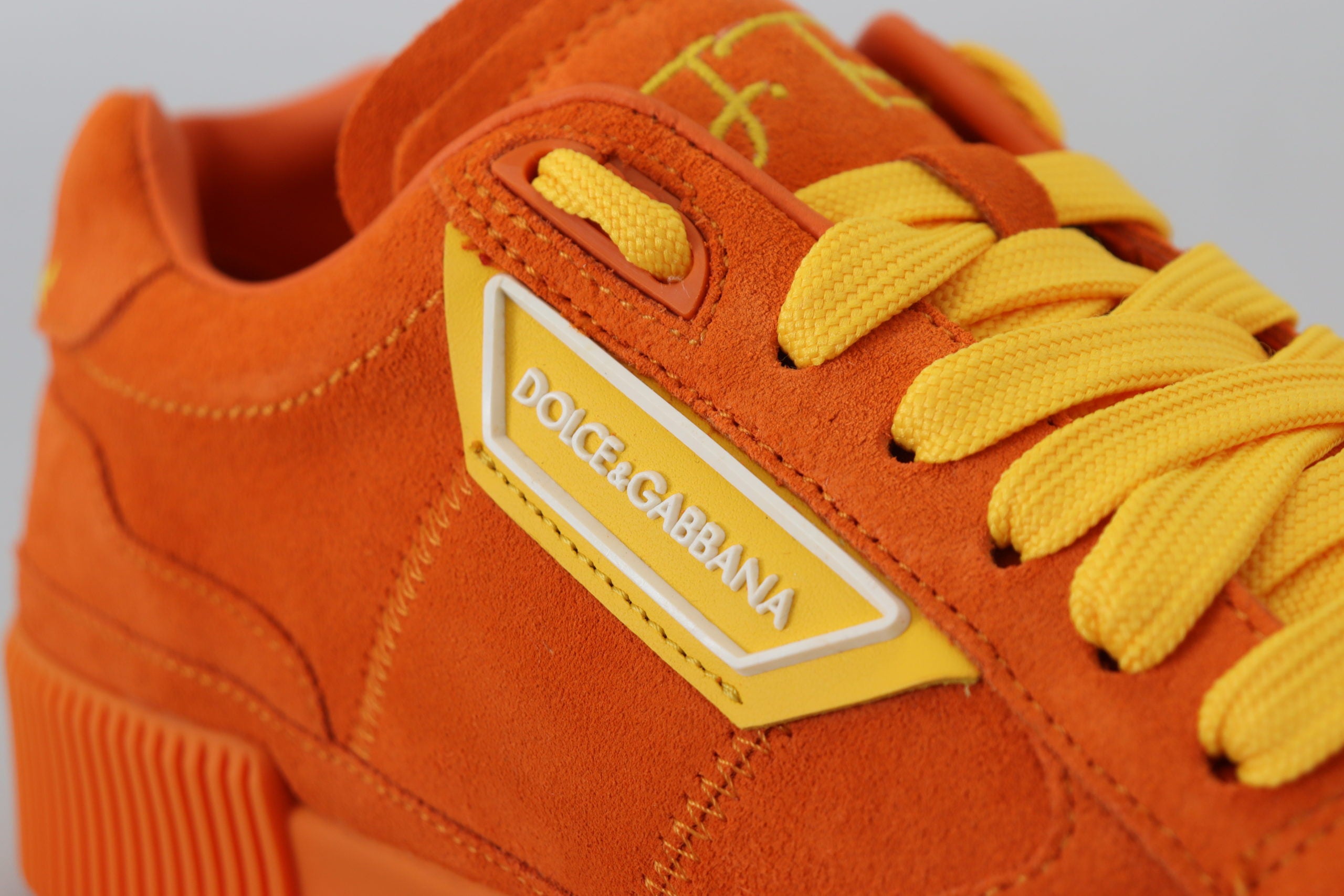 Dolce & Gabbana Chic Orange Suede Lace-Up Sneakers - ACCEXO
