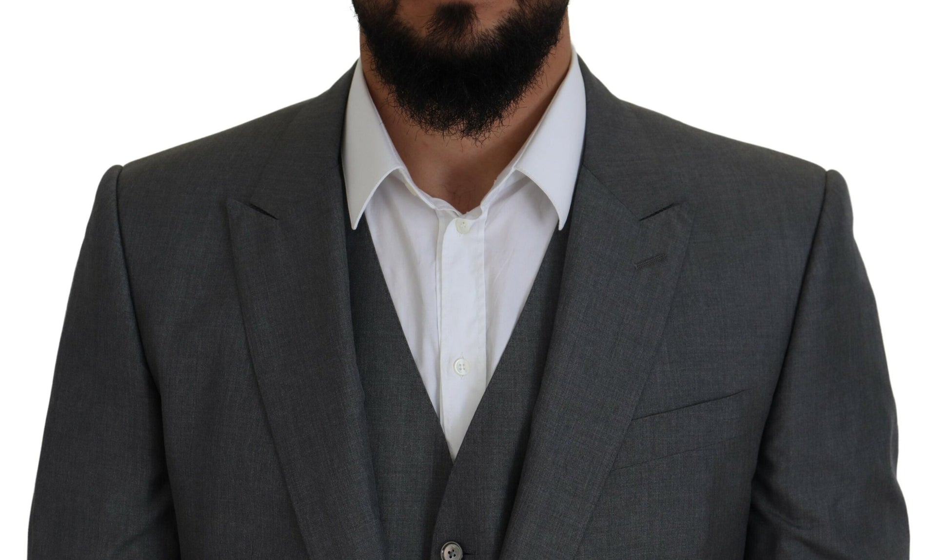 Dolce & Gabbana Sleek Silver Martini Slim Fit Three-Piece Suit - ACCEXO