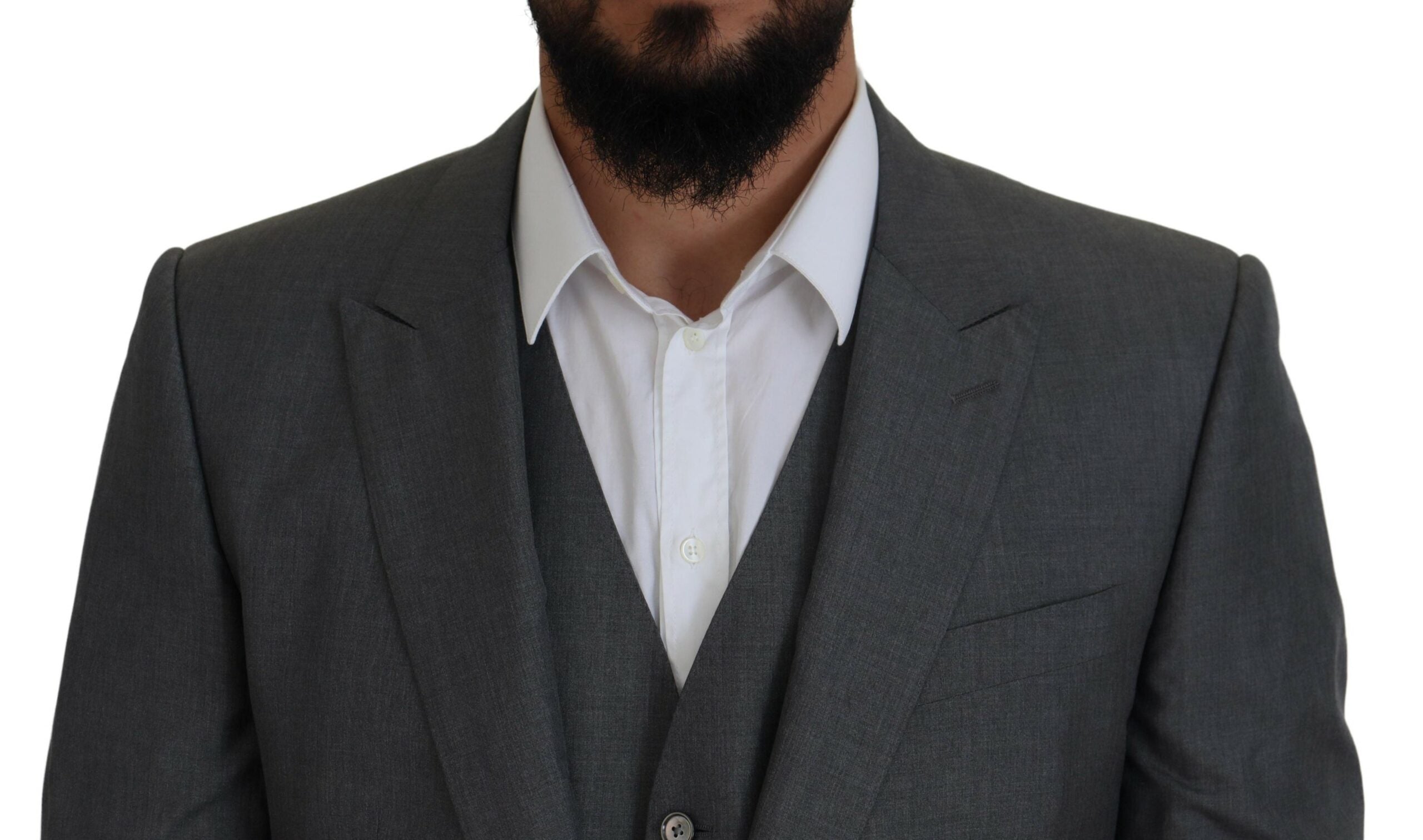 Dolce & Gabbana Sleek Silver Martini Slim Fit Three-Piece Suit - ACCEXO