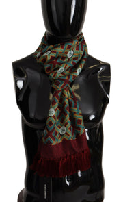 Dolce & Gabbana Multicolor DG Logo Shawl Warm Neck Wrap Fringe Scarf for Men
