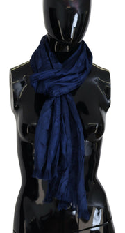 Costume National Elegant Silk Fringe Scarf in Chic Blue - ACCEXO