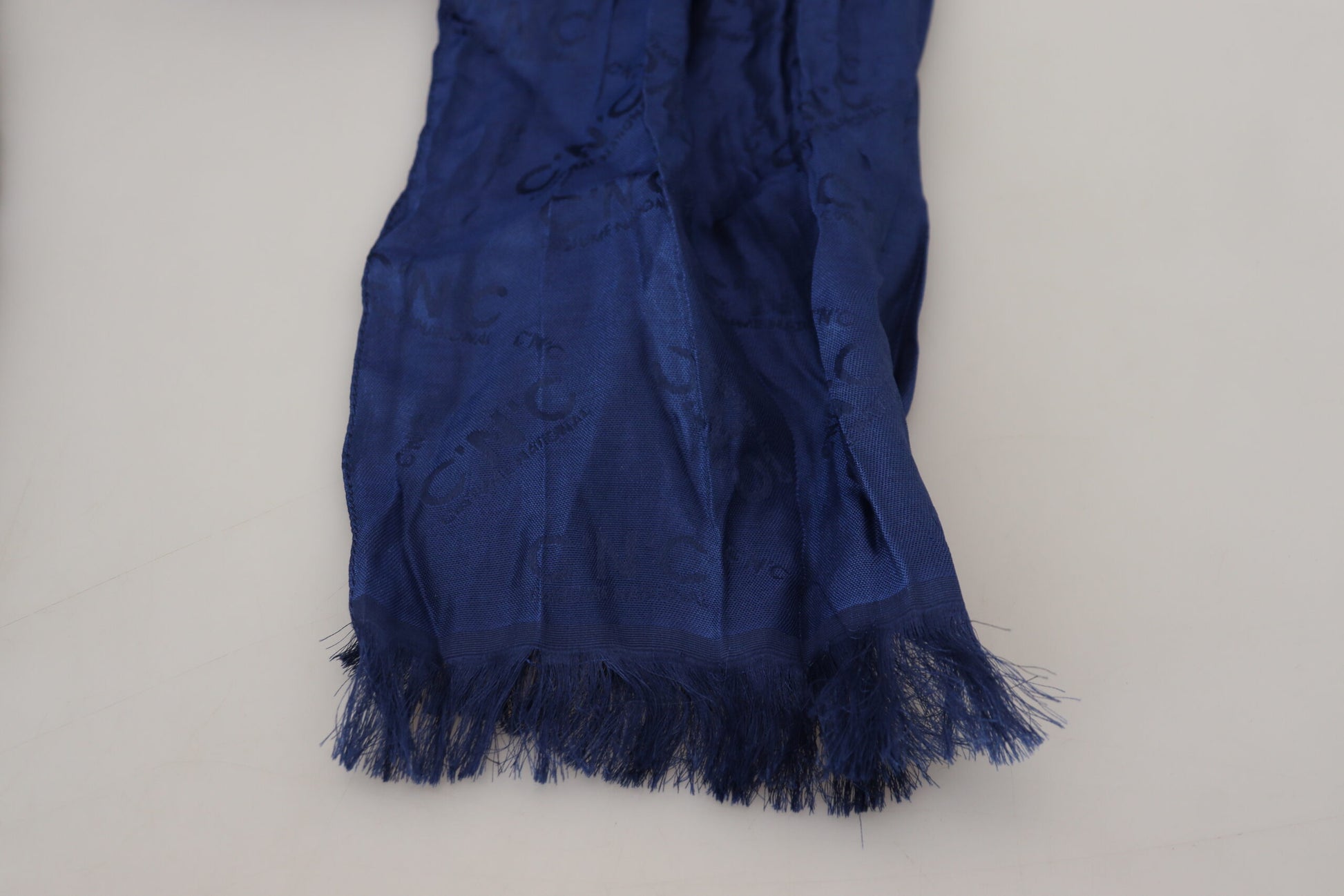 Costume National Elegant Silk Fringe Scarf in Chic Blue - ACCEXO