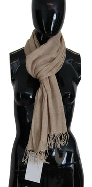 Costume National Chic Beige Fringed Scarf for Women - ACCEXO