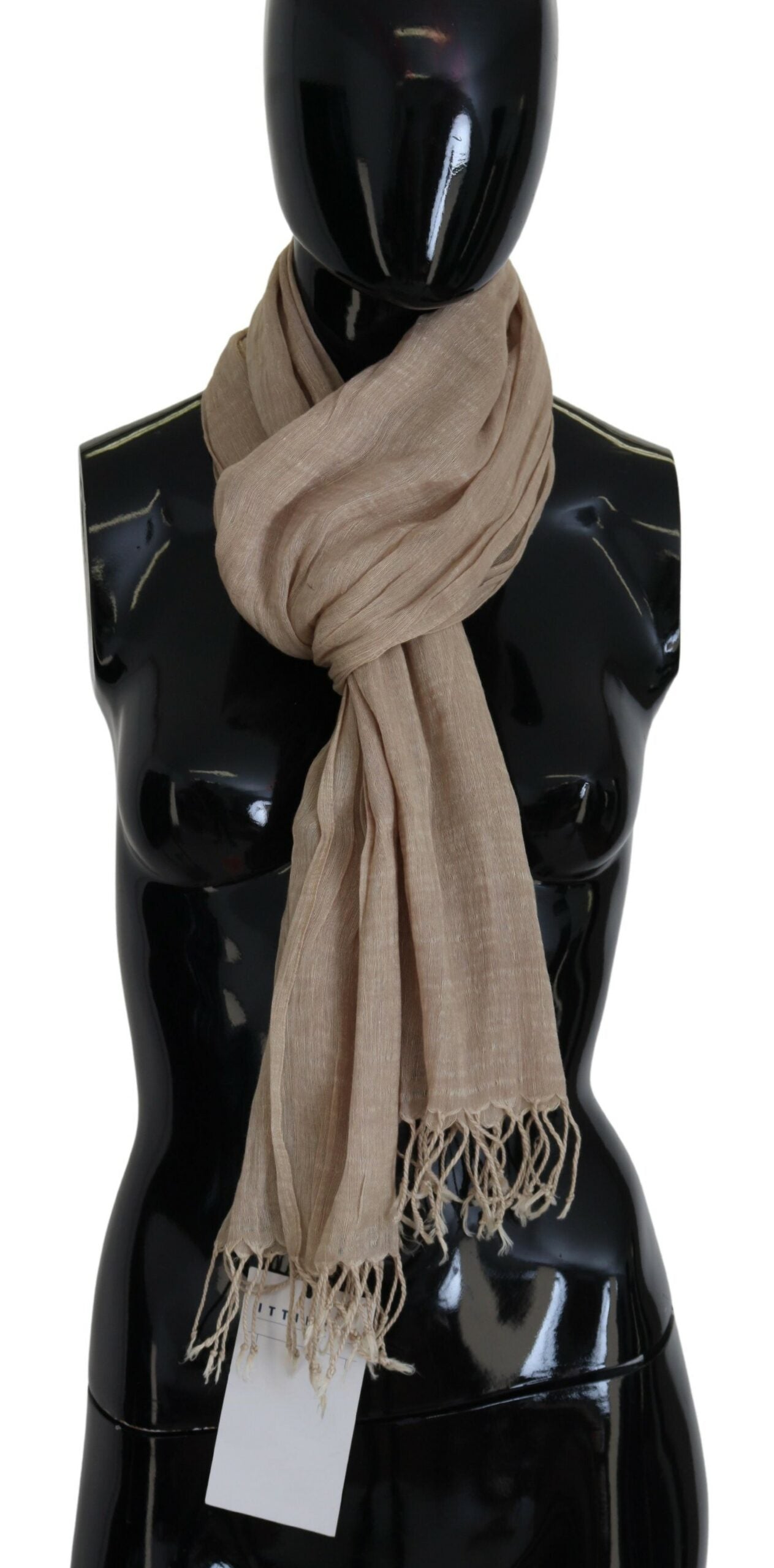 Costume National Chic Beige Fringed Scarf for Women - ACCEXO