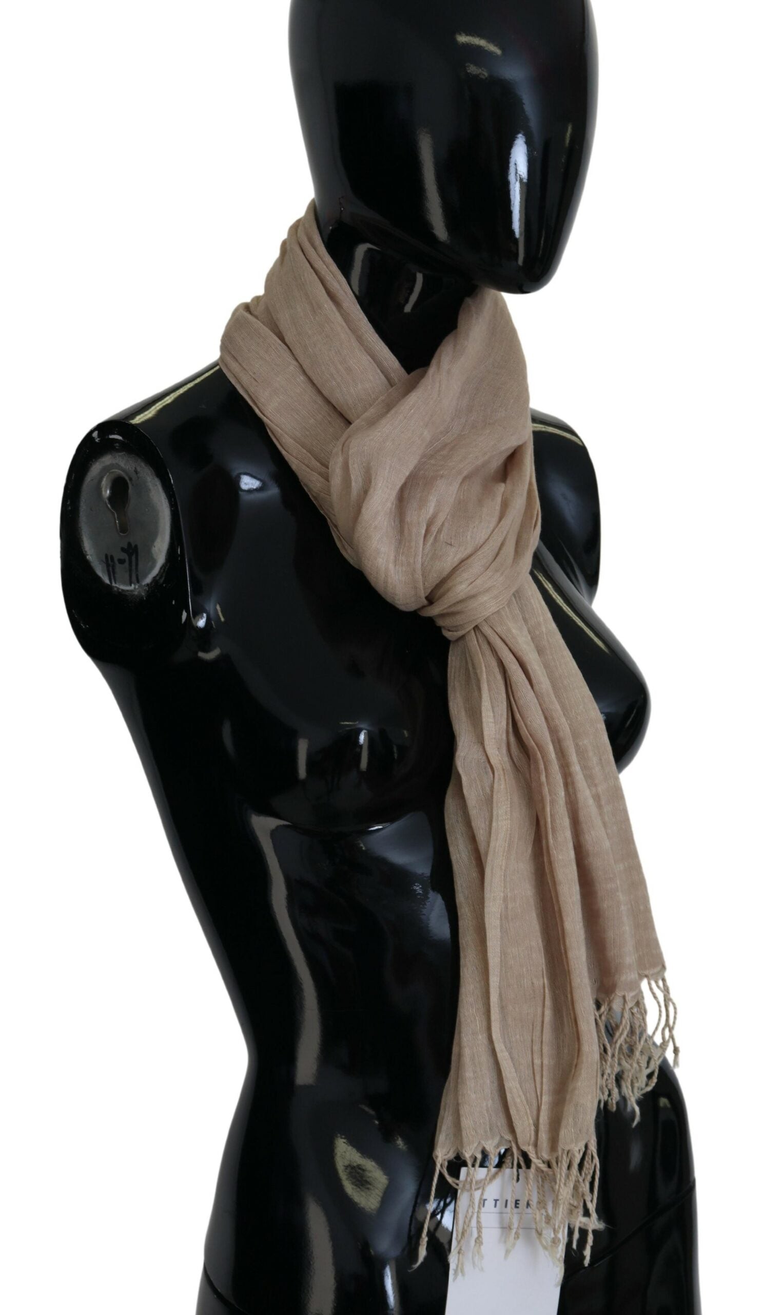 Costume National Chic Beige Fringed Scarf for Women - ACCEXO