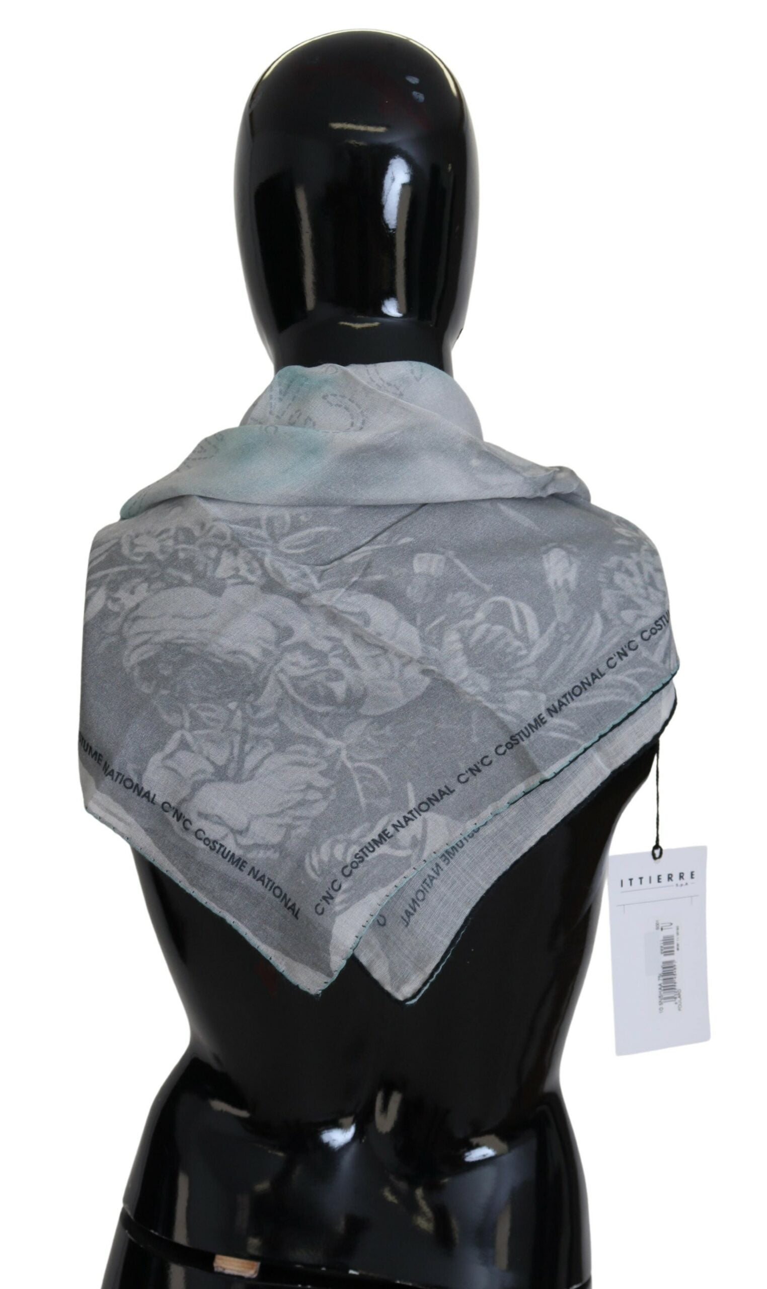 Costume National Elegant Grey Cotton Square Scarf - ACCEXO