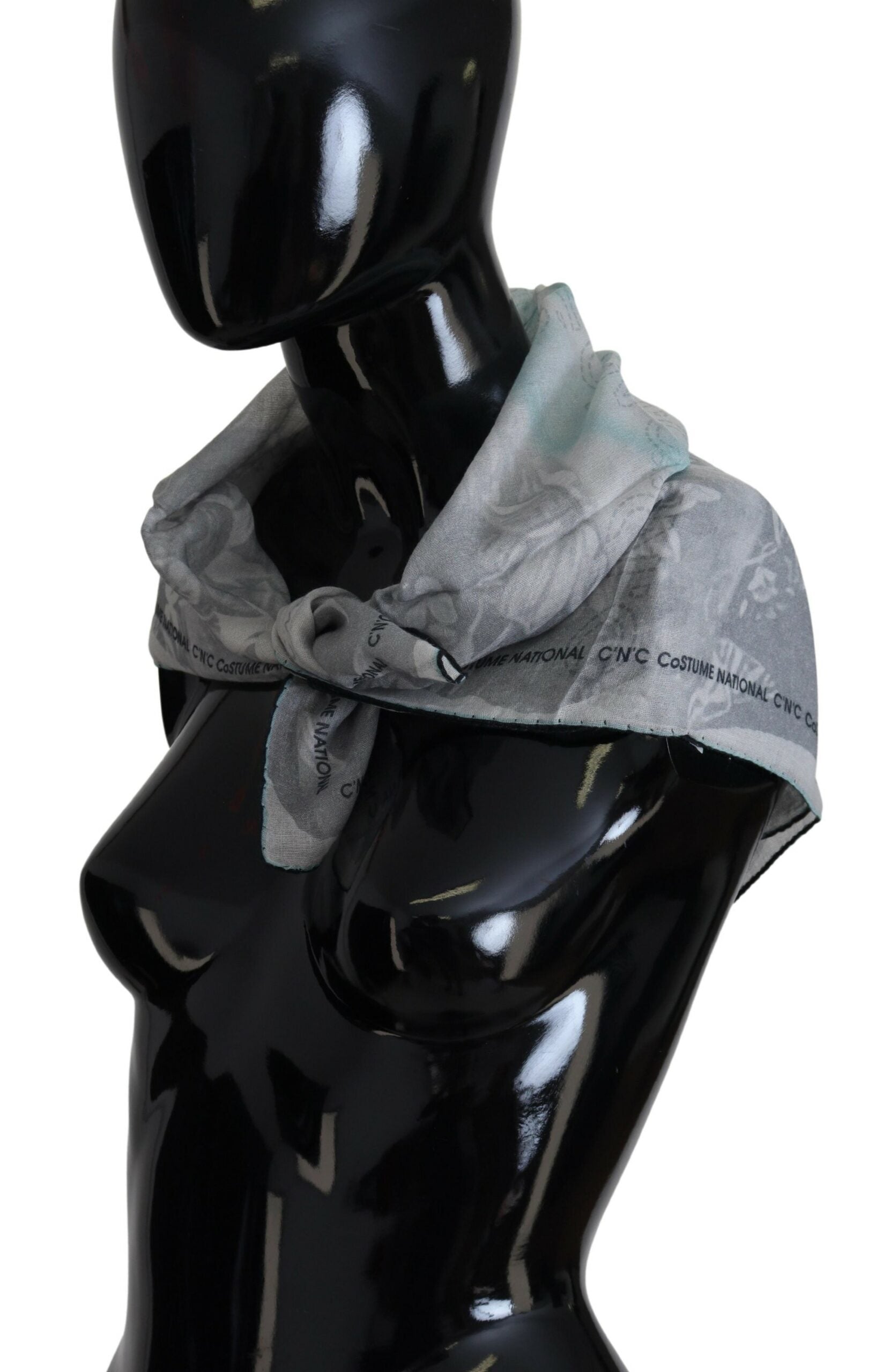 Costume National Elegant Grey Cotton Square Scarf - ACCEXO
