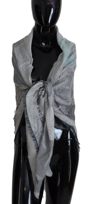 Costume National Chic Designer Grey Scarf with Fringes - ACCEXO